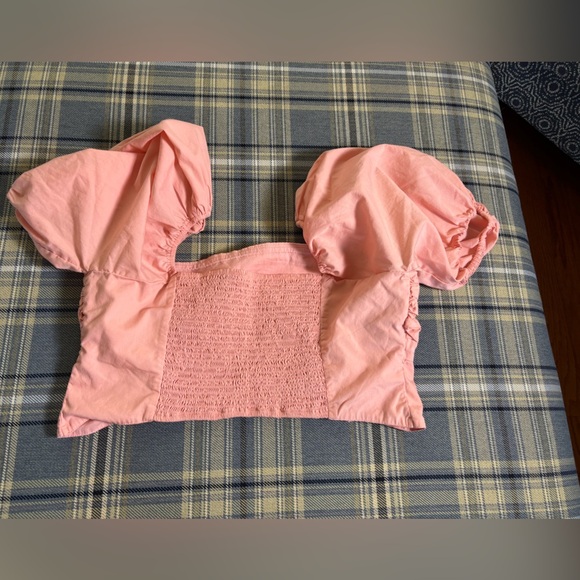 Abercrombie Puff Sleeve Poplin Squareneck Top Size XL - Picture 3 of 6